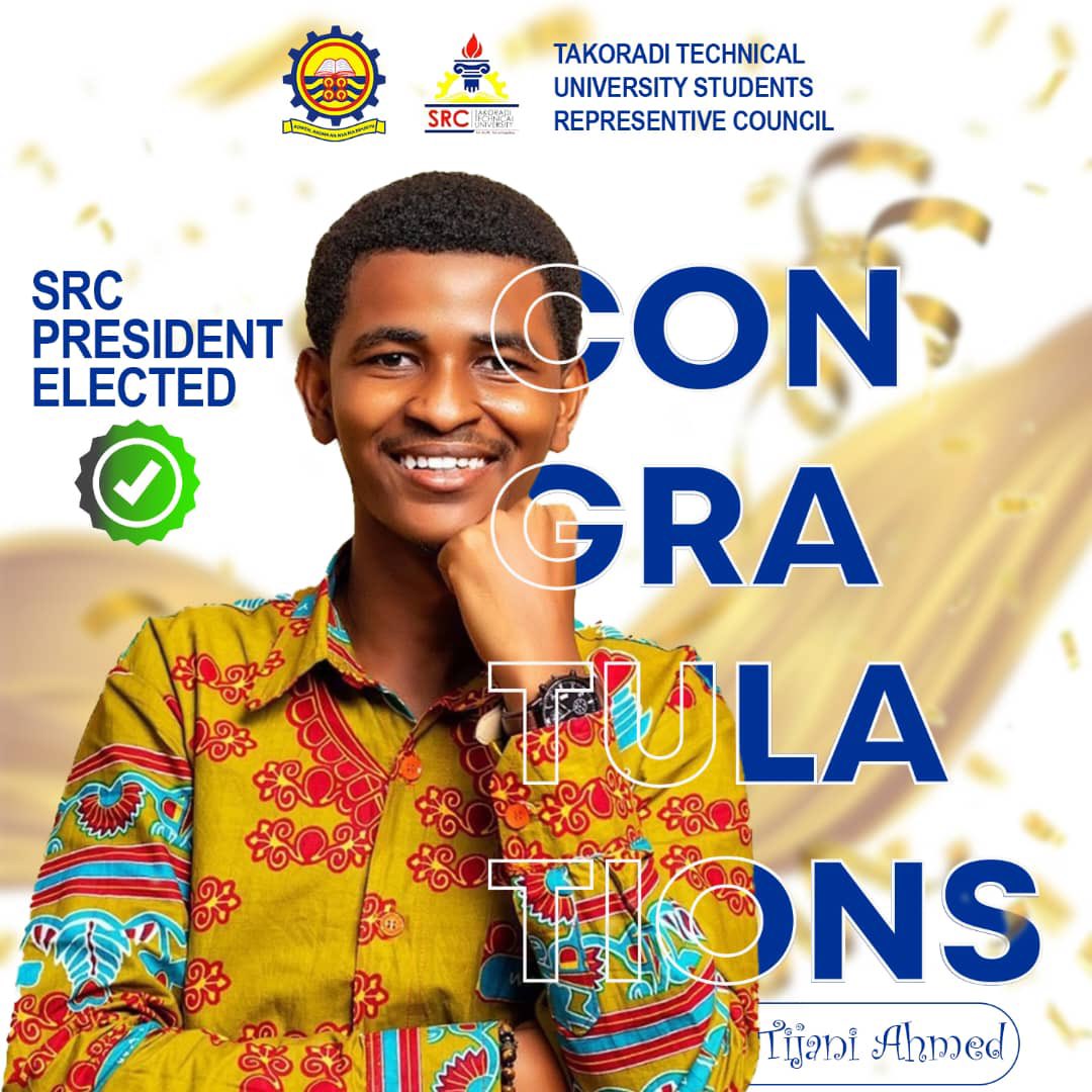 ‼️ATTENTION PUBLIC‼️

Congratulations to Mr. Ahmed Tijani, the SRC President Elect…‼️

His victory came a shocker and an affirmation that with "GOD ALL THINGS ARE POSSIBLE”