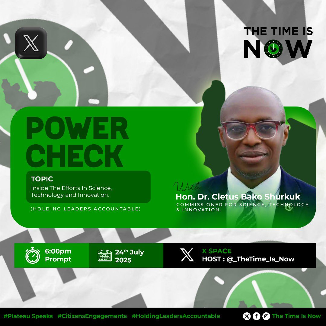 _TheTime_isNow_'s tweet image. Join us this evening for a Space with Hon. Dr. Cletus Bako Shurkuk, Commissioner for Science, Technology, and Innovation by 6pm.Make sure to tune in.