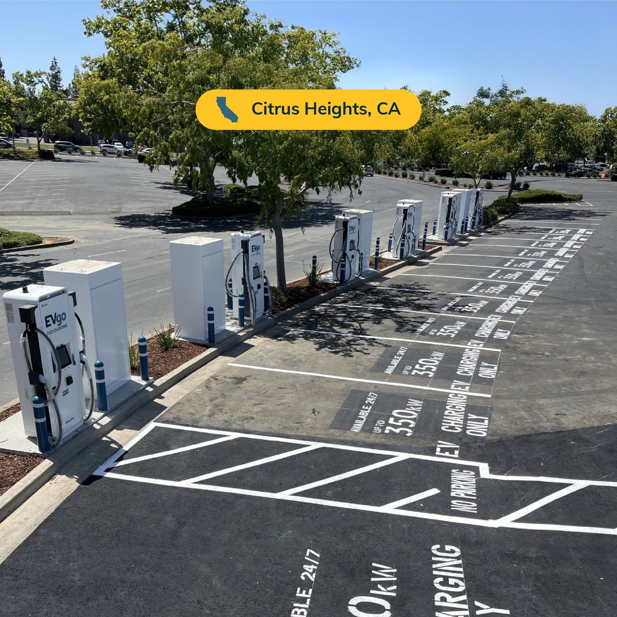 evgonetwork's tweet image. 12 high-power charging stalls with 350 kW chargers are now open at 📍6041 Sunrise Mall in Citrus Heights, CA. A perfect stop to shop and charge during the weekend. #EVgo #Fastcharging