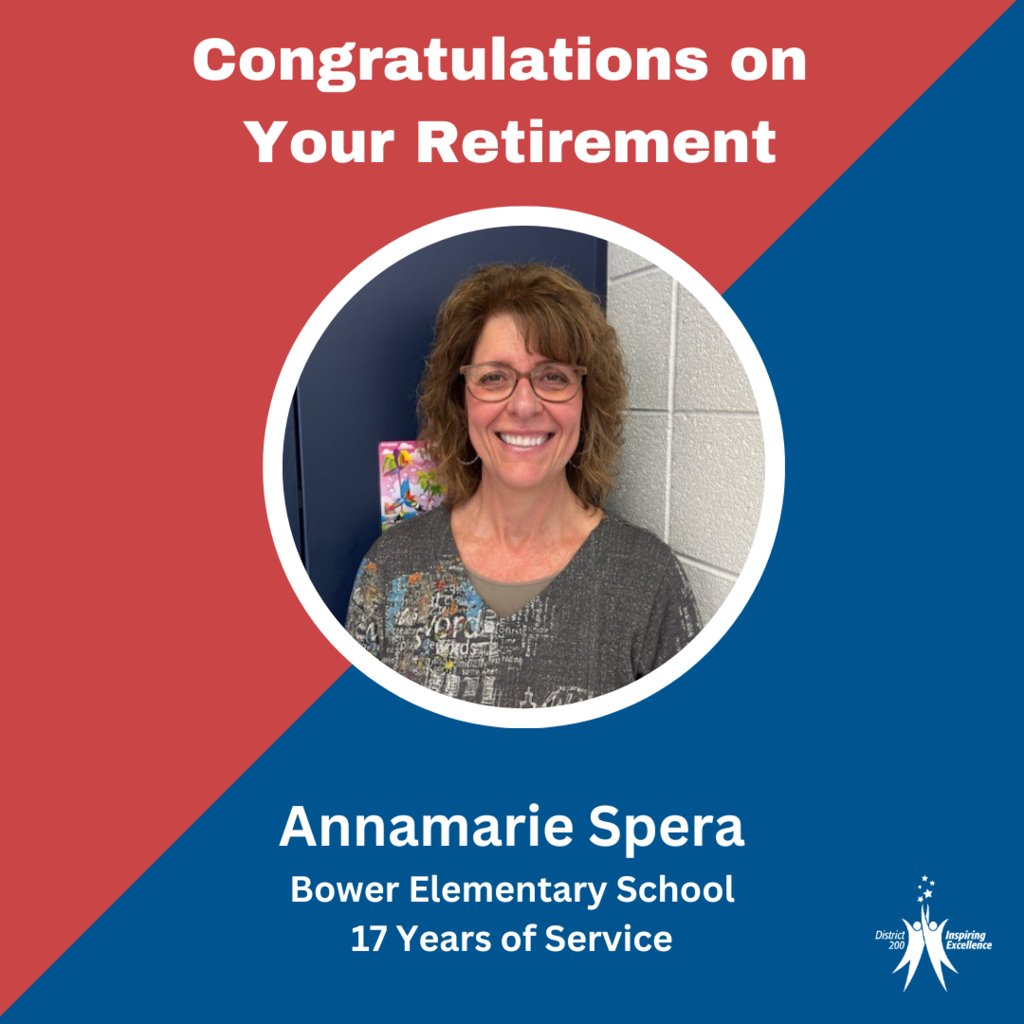 Congratulations on your retirement, Annamarie Spera! Thank you for your dedicated service to the students in CUSD 200. #YourCommunitySchools
