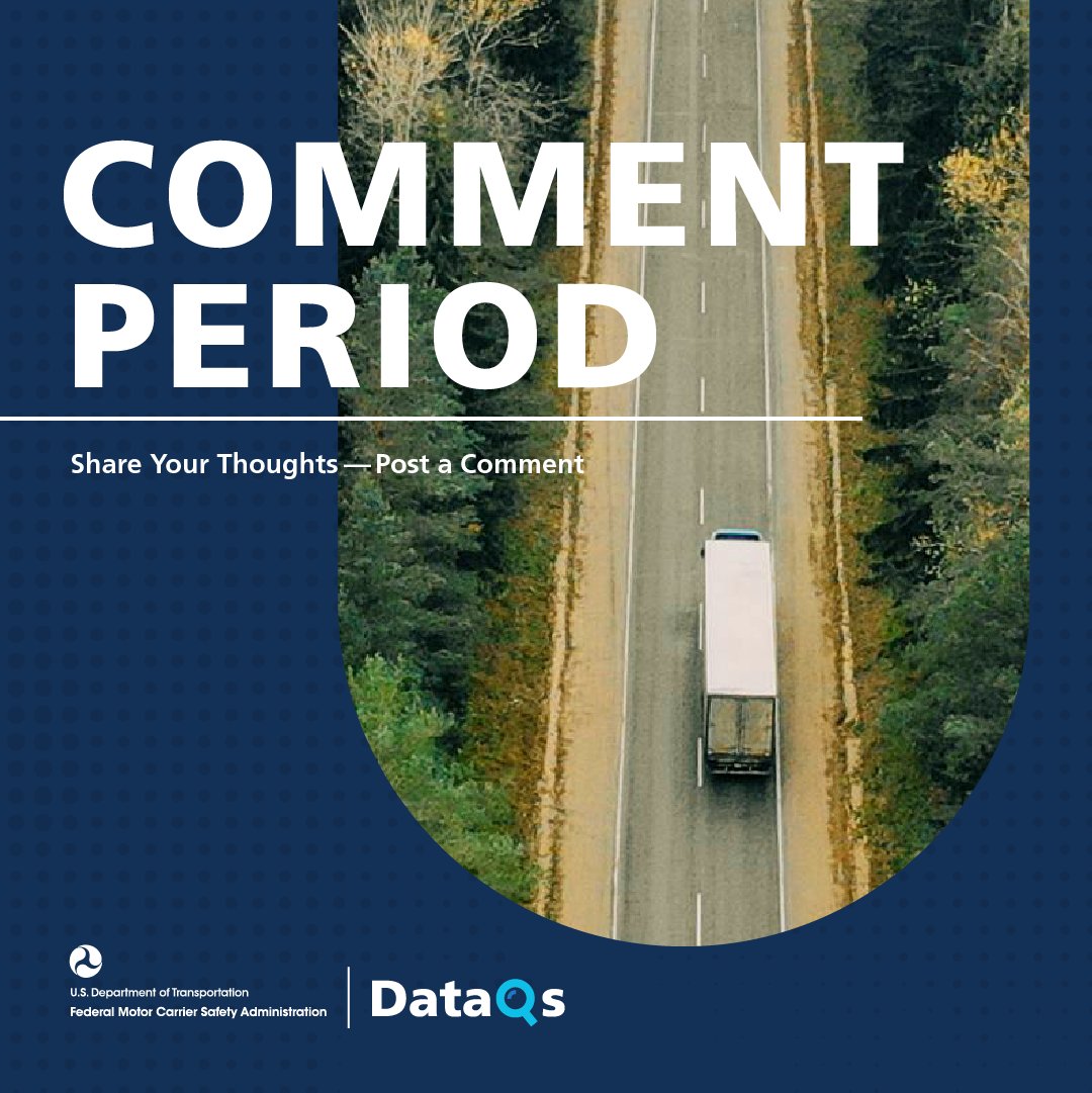 FMCSA's tweet image. ICYMI: FMCSA is proposing updates to how states handle crash & inspection data review requests through DataQs. We want your input!
🗣️ Comments due Sept 2, 2025
federalregister.gov/d/2025-12059
#FMCSA #TruckSafety #DataQs #PublicComment