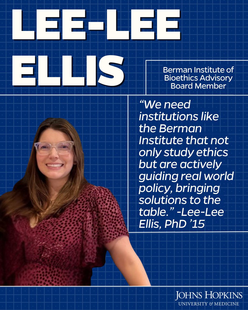 HopkinsGiving's tweet image. Alumna Lee-Lee Ellis welcomed the opportunity to join the Johns Hopkins @BermanInstitute Board. “Joining the advisory board was a perfect way to marry my interest in bioethics and my desire to be engaged in the alumni community,” she says.
Learn more: giving.jhu.edu/story/berman-i…