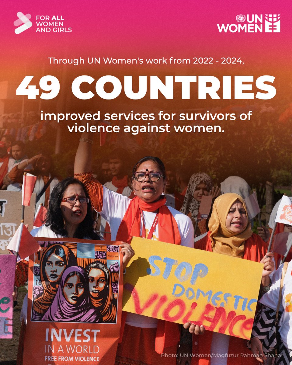 unwomenasia's tweet image. Justice can’t stop at laws—it must reach survivors.
In 49 countries, services for survivors of violence against women have strengthened because @UN_Women fights for more than awareness—we fight for action.
See our annual report: unwo.men/1z6a50WtJx3
#ForAllWomenAndGirls