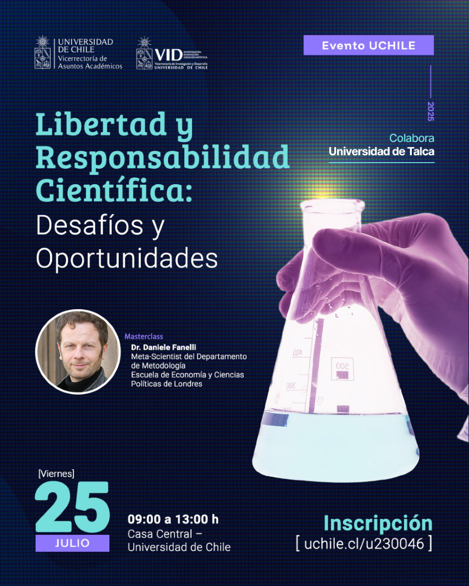 UTalca's tweet image. Workshop "Libertad y responsabilidad científica: Desafíos y oportunidades".
🗓️Viernes 25 Julio.
🕘 09:00 a 13:00 horas.
📍Casa Central Universidad de Chile.