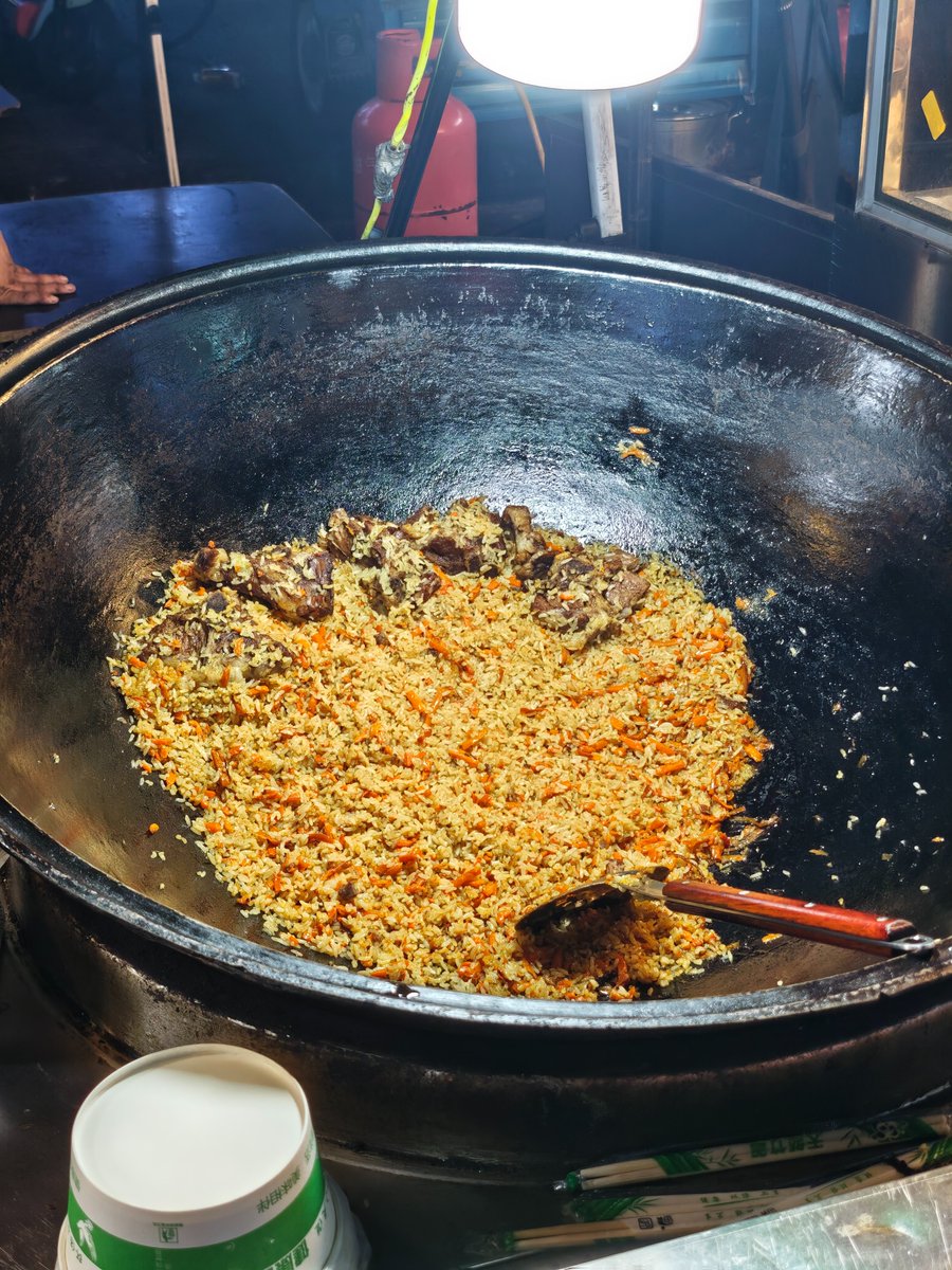 This mutton rice pilaf at the halal street market in Yiwu, China