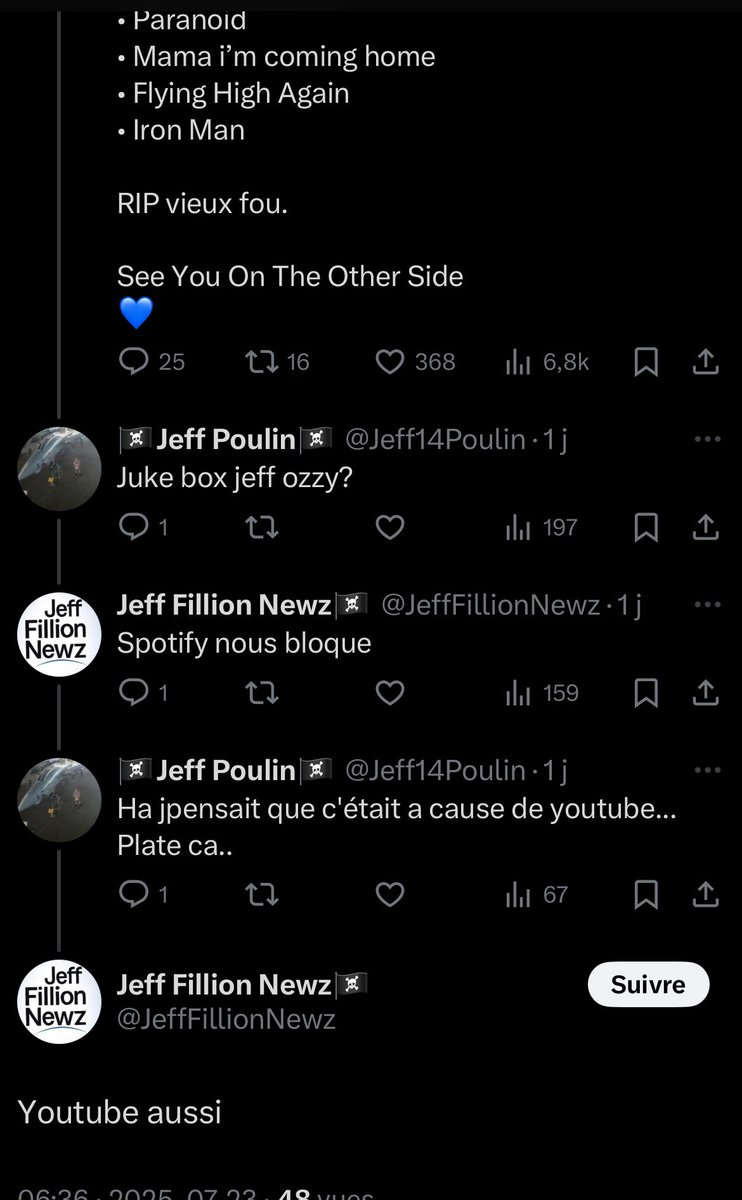 DoomDumas's tweet image. Hey @JeffFillionNewz
T’as été flushé par @CHOIRadioX y’a 3 ans. T’es tombé de 25k auditeurs à 2k sur Spotify. Et t'as perdu 1,2 M $…
Astheure Spotify te bloque. YouTube aussi. Tu te demandes pas encore pourquoi?! Really??!
🤣🏴☠️