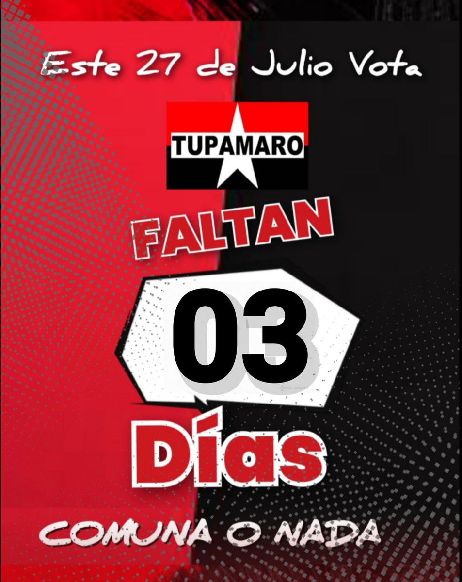 MRT Aragua (@mrtaragua) on Twitter photo FALTAN 03 DÍAS PARA LA VICTORIA POPULAR! 🔴⚫🇻🇪
VOTA TUPAMARO 🗳️💥
Arriba y a la izquierda 📍🚩🏴
#VotaRebelde✨📌
<a href="/johanitakenpo/">Joana Sánchez</a>
@benavideswmrt
@bloquehenryvillegas_
@tupamaromrt
@nicolasmaduro
<a href="/dcabellor/">Diosdado Cabello R</a> FALTAN 03 DÍAS PARA LA VICTORIA POPULAR! 🔴⚫🇻🇪
VOTA TUPAMARO 🗳️💥
Arriba y a la izquierda 📍🚩🏴
#VotaRebelde✨📌
<a href="/johanitakenpo/">Joana Sánchez</a>
@benavideswmrt
@bloquehenryvillegas_
@tupamaromrt
@nicolasmaduro
<a href="/dcabellor/">Diosdado Cabello R</a>