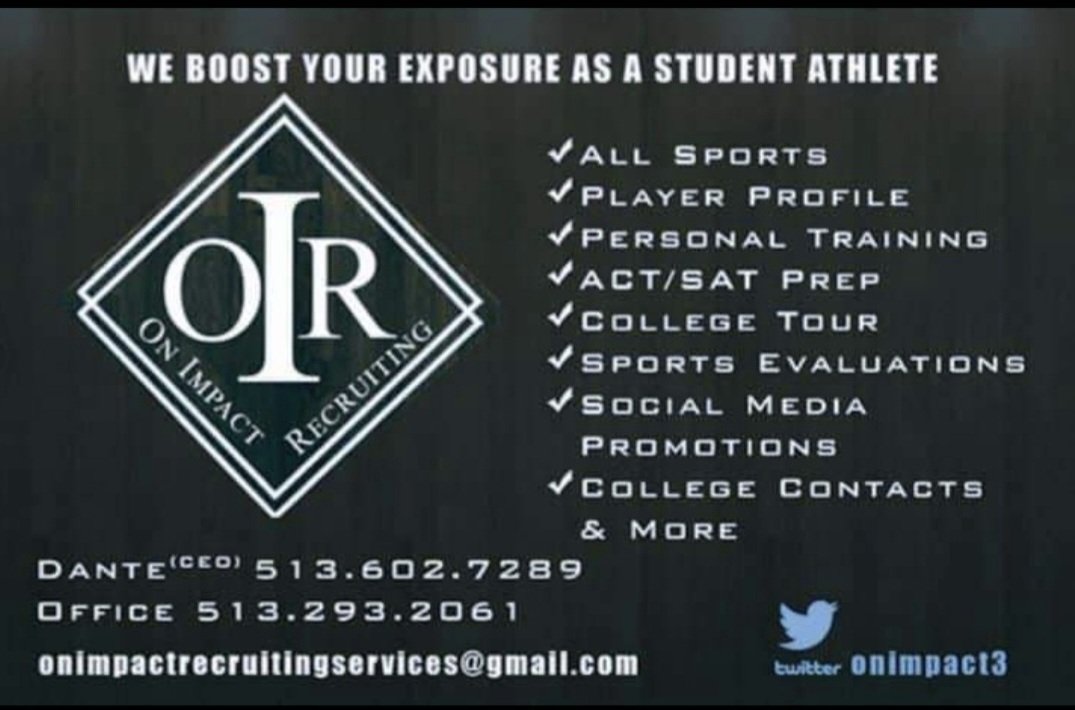 onimpact3's tweet image. On Impact Recruiting & Promotions.....We're Here To Help Boost Your Exposure As A Student Athlete