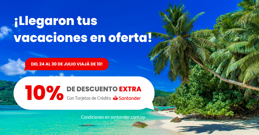 Venías a scrollear y te fuiste con pasaje.
🎉 Llegó VIAJÁ DE 10! Con 10% OFF con Tarjetas de Crédito Santander + destinos en promo.
Entrá y empezá tu próximo viaje: tinyurl.com/ViajaDe10TocTo…