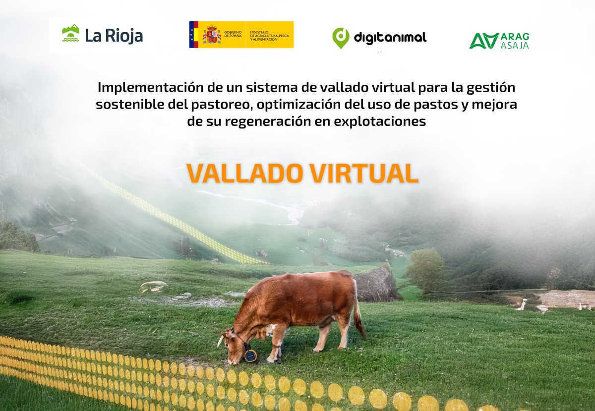 Digitanimal (@digitanimal) on Twitter photo Esta semana hemos presentando el proyecto:
“Implementación de un sistema de vallado virtual para la gestión sostenible del pastoreo, optimización del uso de pastos y mejora de su regeneración en explotaciones”
Impulsado por <a href="/lariojaorg/">Gobierno de La Rioja</a>, <a href="/gobmapa/">Ministerio de Agricultura, Pesca y Alimentación</a> y <a href="/ARAG_ASAJA/">Arag Asaja</a> Esta semana hemos presentando el proyecto:
“Implementación de un sistema de vallado virtual para la gestión sostenible del pastoreo, optimización del uso de pastos y mejora de su regeneración en explotaciones”
Impulsado por <a href="/lariojaorg/">Gobierno de La Rioja</a>, <a href="/gobmapa/">Ministerio de Agricultura, Pesca y Alimentación</a> y <a href="/ARAG_ASAJA/">Arag Asaja</a>