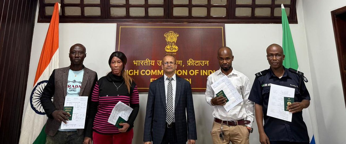 Four Sierra Leonean officers are proceeding to India for training under ITEC Programme. (i) Mr. Abu Bakarr Kamara, NIESBD, Noida; (ii) Ms. Gendemeh Susannette &amp; (iii) Mr. Alimamy Bangura,  NFSU, Gujarat and  (v) Mr. Mohamed Hasmiou Jalloh, IIT, Roorkee. <a href="/MEAIndia/">Randhir Jaiswal</a> <a href="/ITECnetwork/">ITEC</a>