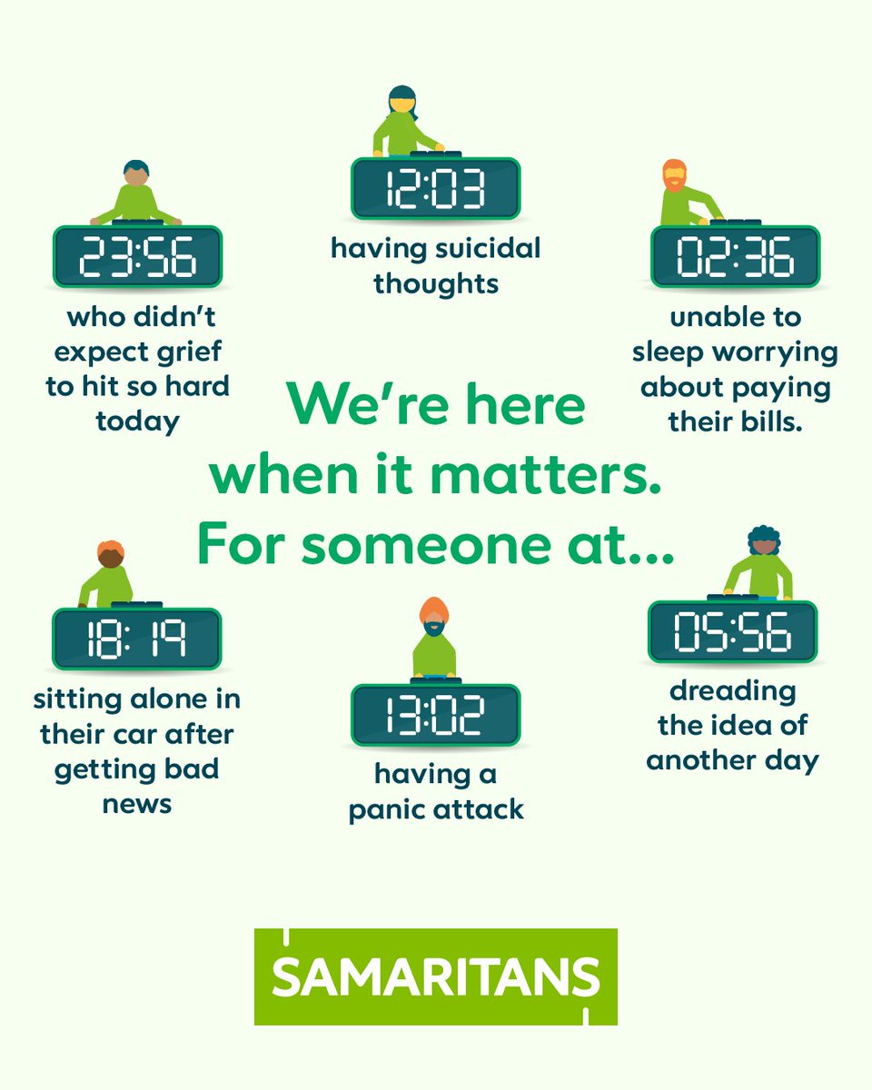 We’re here 24/7 for anyone who needs us on 116 123 📱

When life is tough, you don’t have to face it alone. 

🔁 It’s #SamaritansAwarenessDay - help us by resharing this post. Someone might need it more than you know.