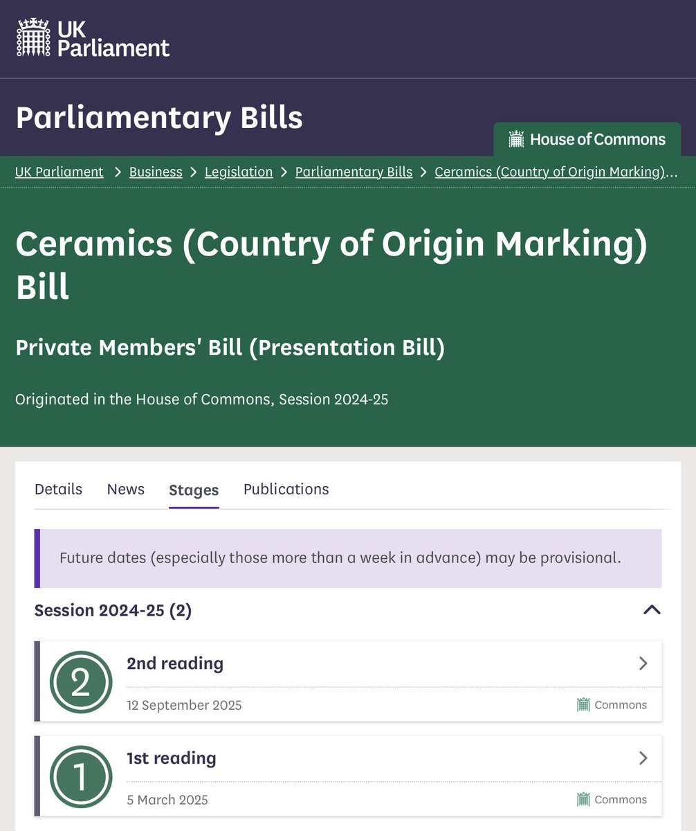 Paul Williams (@paulwilliams207) on Twitter photo Having been presented in the <a href="/HouseofCommons/">UK House of Commons</a> on March 5 and its second reading initially scheduled on April 25, then July 11, the Ceramics (Country of Origin Marking) Bill will help ‘made in Stoke-on-Trent’ ceramics companies if it finally passes through the deferred second Having been presented in the <a href="/HouseofCommons/">UK House of Commons</a> on March 5 and its second reading initially scheduled on April 25, then July 11, the Ceramics (Country of Origin Marking) Bill will help ‘made in Stoke-on-Trent’ ceramics companies if it finally passes through the deferred second