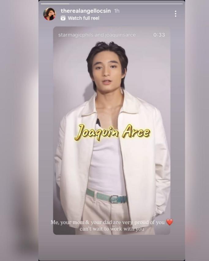 mjfelipe's tweet image. LOOK: Angel Locsin reposted Joaquin Arce on her IG story. Joaquin is Angel's stepson and the actress expressed her excitement to work with him:
‘Me, your mom & your dad are very proud of you. Can’t wait to work with you,” says Angel in her caption.
Joaquin is co-managed by…