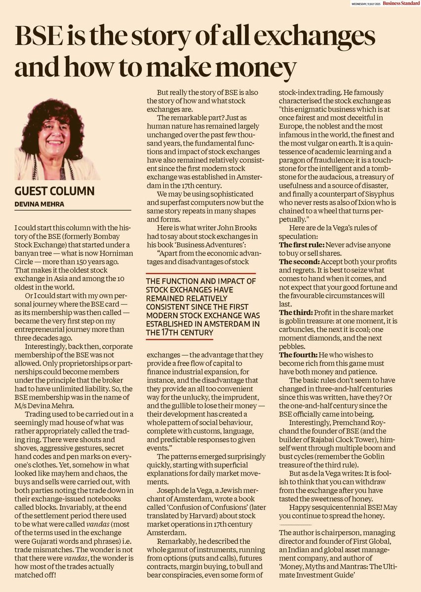 devinamehra's tweet image. What is common between the high speed trading in the 21st century Mumbai and 17th century Amsterdam?
You would be surprised at how much!
From glib explanations of daily stock movements to duping of gullible investors to derivative trading, it all came within months of the first…