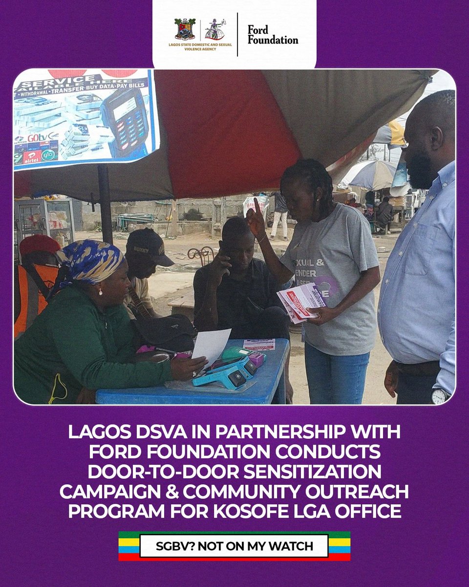 Lagosdsva's tweet image. LAGOS DSVA IN PARTNERSHIP WITH FORD FOUNDATION CONDUCTS DOOR-TO-DOOR SENSITIZATION CAMPAIGN &amp;amp; COMMUNITY OUTREACH PROGRAM FOR KOSOFE LGA OFFICE

The Lagos State Domestic and Sexual Violence Agency (DSVA), in collaboration with the Ford Foundation, recently carried out a…