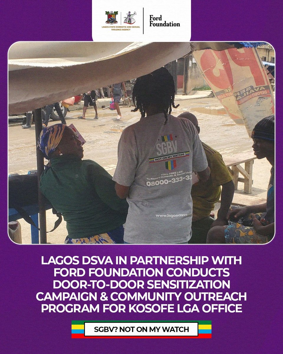 Lagosdsva's tweet image. LAGOS DSVA IN PARTNERSHIP WITH FORD FOUNDATION CONDUCTS DOOR-TO-DOOR SENSITIZATION CAMPAIGN &amp;amp; COMMUNITY OUTREACH PROGRAM FOR KOSOFE LGA OFFICE

The Lagos State Domestic and Sexual Violence Agency (DSVA), in collaboration with the Ford Foundation, recently carried out a…