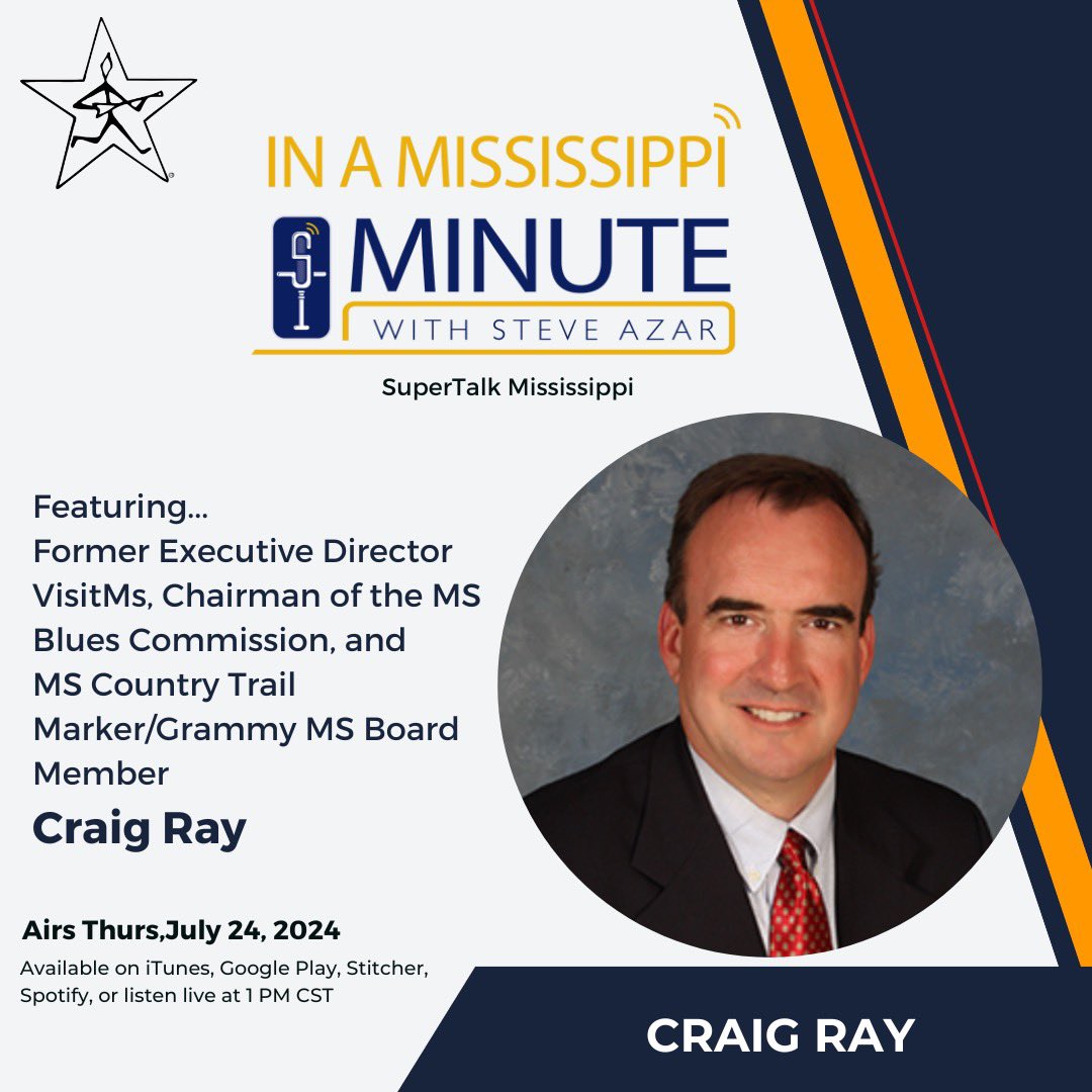 Steve Azar (@steveazar) on Twitter photo Chairman of the MS Blues Commission and Former Executive Director of Visit Mississippi my pal Craig Ray joins us today on In A MS Minute. Listen on <a href="/supertalk/">SuperTalk Mississippi</a> radio & check out our podcast everywhere.
#superiorcatfish @visitms @guarantybank @prrofficial #dancingrabbitgolfclub Chairman of the MS Blues Commission and Former Executive Director of Visit Mississippi my pal Craig Ray joins us today on In A MS Minute. Listen on <a href="/supertalk/">SuperTalk Mississippi</a> radio & check out our podcast everywhere.
#superiorcatfish @visitms @guarantybank @prrofficial #dancingrabbitgolfclub