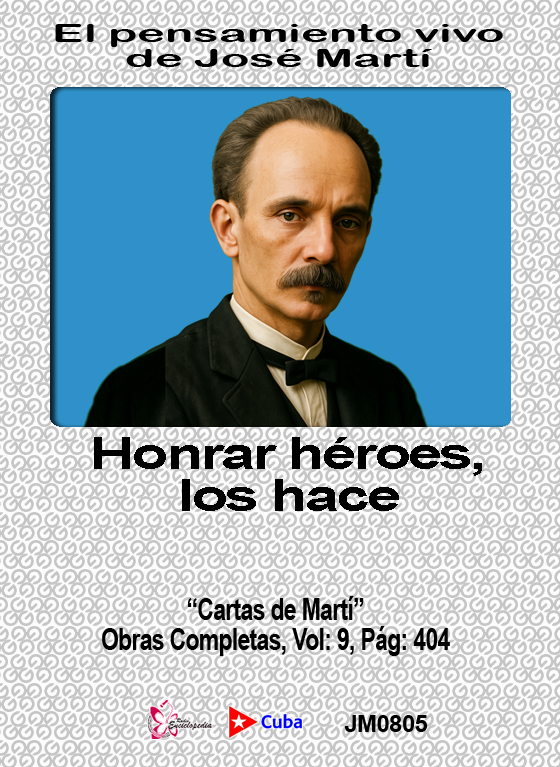 ✍
𝑬𝒍 𝒑𝒆𝒏𝒔𝒂𝒎𝒊𝒆𝒏𝒕𝒐 𝒗𝒊𝒗𝒐 𝒅𝒆 𝑱𝒐𝒔𝒆́ 𝑴𝒂𝒓𝒕𝒊́

“Cartas de Martí”. Obras Completas, Vol: 9, Pág: 404

🇨🇺 #Cuba #heroes #MartiEntreNosotros #JoseMarti #RadioCubana #CubaVive <a href="/YuzaimaCardona/">Yuzaima Cardona</a> <a href="/JulioCL63/">Julio Cardet Leyva</a> <a href="/zcmcamaguey/">Zaritma Cardoso</a> <a href="/opmCuba/">Oficina del Programa Martiano -OPM</a> <a href="/scjosemarti/">Sociedad Cultural José Martí 🇨🇺</a> <a href="/CentroMartianos/">Centro de Estudios Martianos</a>