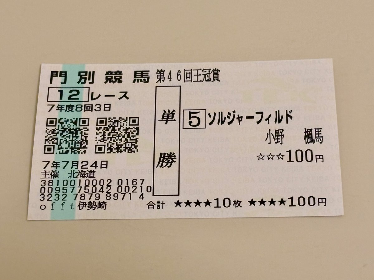 summers223's tweet image. ルヴァンスレーヴ産駒のソルジャーフィルドが王冠賞を優勝してホッカイドウ競馬(門別)の3歳クラシック三冠制覇を達成しました‼️
おめでとうございます。
今日は出張先が地方の馬券を買えるところでよかった。
(群馬県にあるオフト伊勢崎で単勝馬券を買って応援していました)
