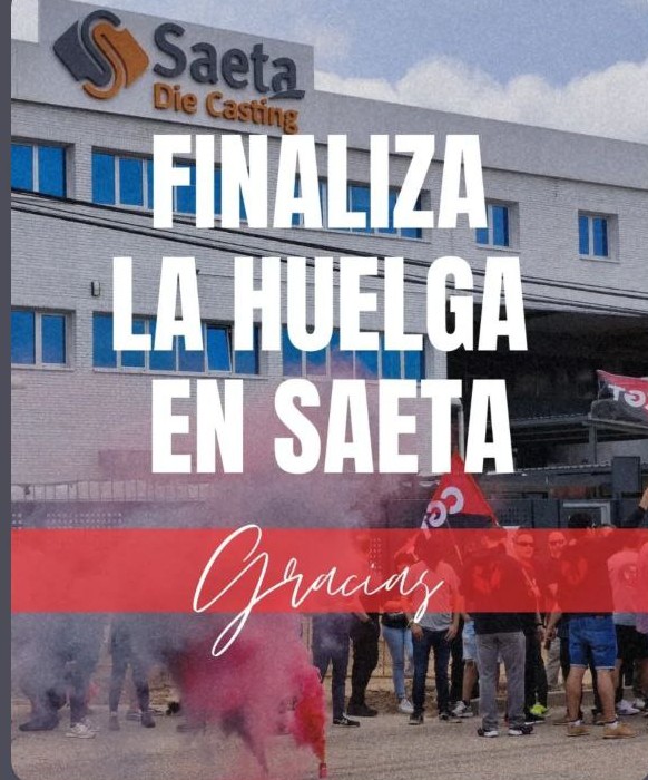 CGT's tweet image. Huelga |
🔴Fin de la huelga indefinida de las compañeras de Saeta Die Casting (Valladolid)
Aquí os dejamos los puntos acordados con la empresa y un resumen de las informaciones que hemos ido publicando
cgt.es/finaliza-la-hu…