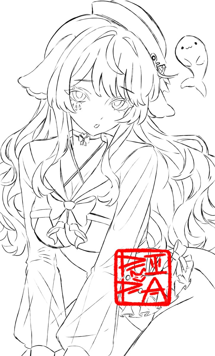 pipparii's tweet image. guys look at this cutie patootie of a shark that added me on genshin... bet they never knew i was going to draw them. &amp;gt;:3c  @Sakurin2k #sakurinart
