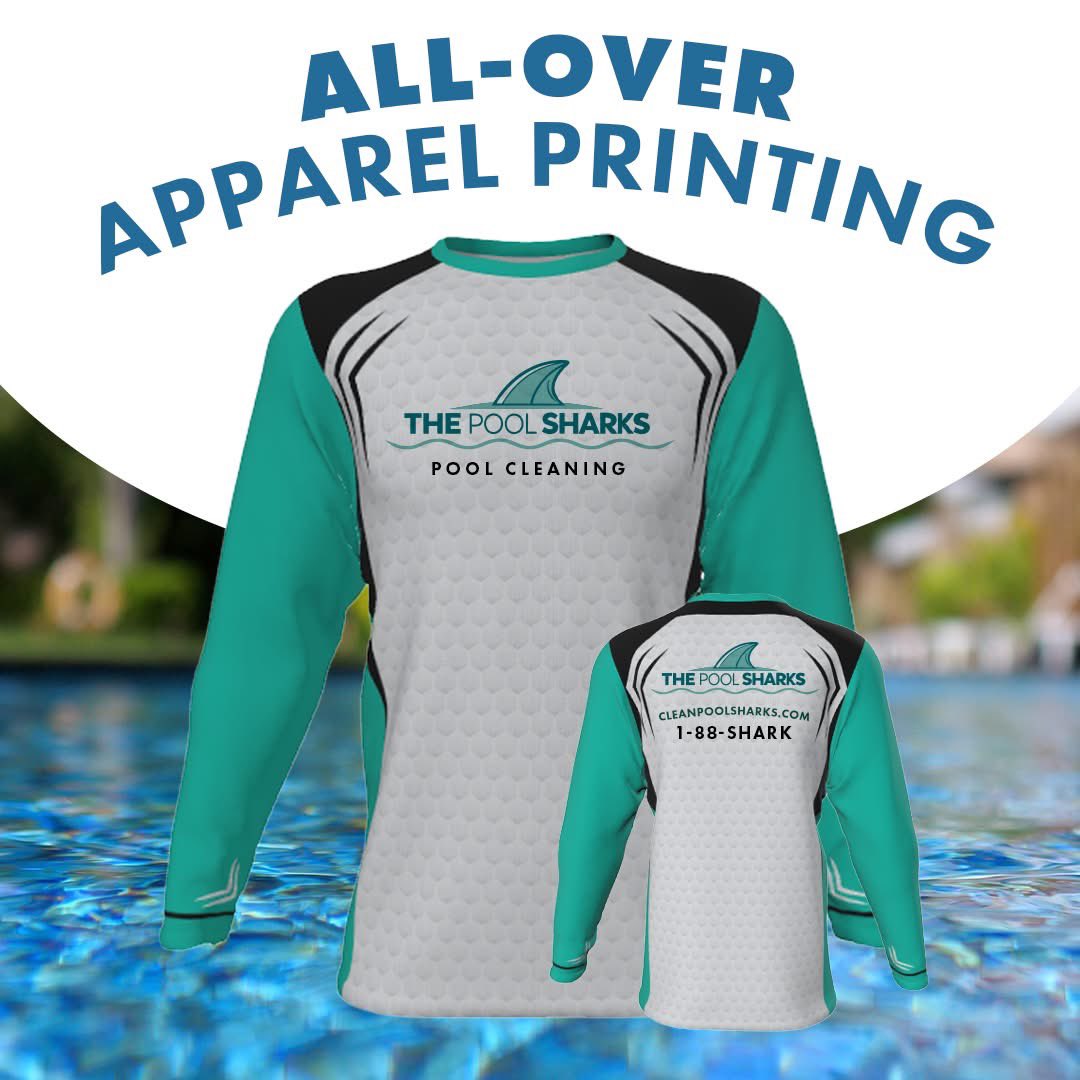 Vibrant. Lightweight. Long-lasting. All-over apparel printing is a summer essential for your brand! #DyeSublimation #BoldBranding #AllOverPrint #CustomTees #BrandedStyle #FullColorPrint #BusinessBranding #BigFrogLife