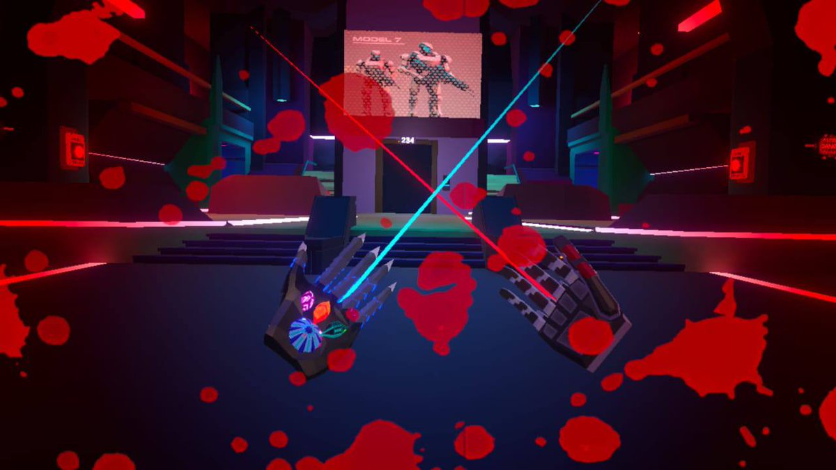 SmasherVR's tweet image. When the cyberpunk chaos demands a moment of focus...✨
Channel your inner calm (or fury) with this iconic VR pose. Pure Smasher mood. 🩸
#VR #VRgames #indiedev #gamedev #Oculus #MetaQuest #cyberpunk #pcvr #SteamVR