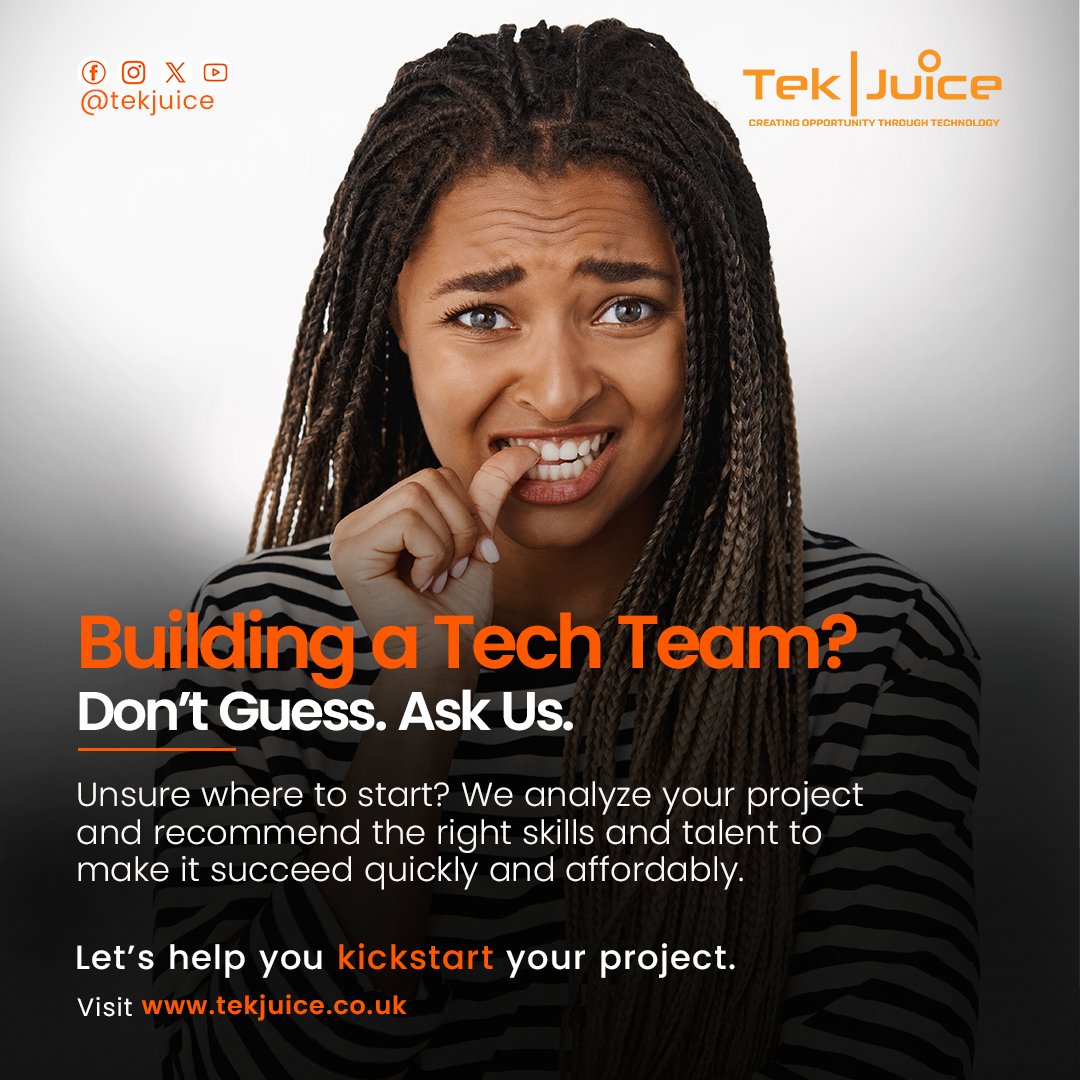 Not sure where to start? We analyze your project and connect you with the right skills and talent to ensure success quickly and affordably!

#hr #hiring #tech #project