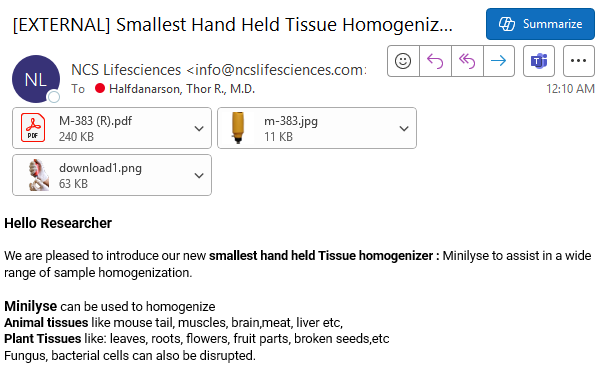 OncoThor's tweet image. The things in life you did not think you needed...
Glad I have an active email account to receive ads.
A mini tissue homogenizer. I can use it for mouse tails and brains.
I have mice in the garage. A game changer at home..
I can now homogenize them, or at least their tails...😂🤣