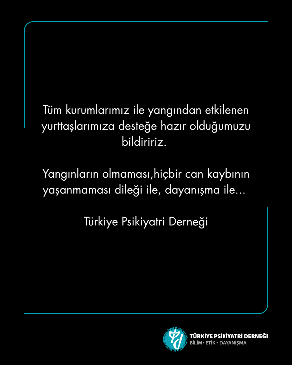 Eskişehir'de soğutma çalışmaları sırasında yangının tekrar başlaması nedeniyle 5'i akut mensubu 5'i orman işçisi olmak üzere görevli 10 yurttaşımızın yaşamını yitirdiğini, yaralı olarak kurtarılan 14 görevlinin ise tedavilerinin sürdüğünü büyük bir üzüntüyle öğrendik.

Tüm