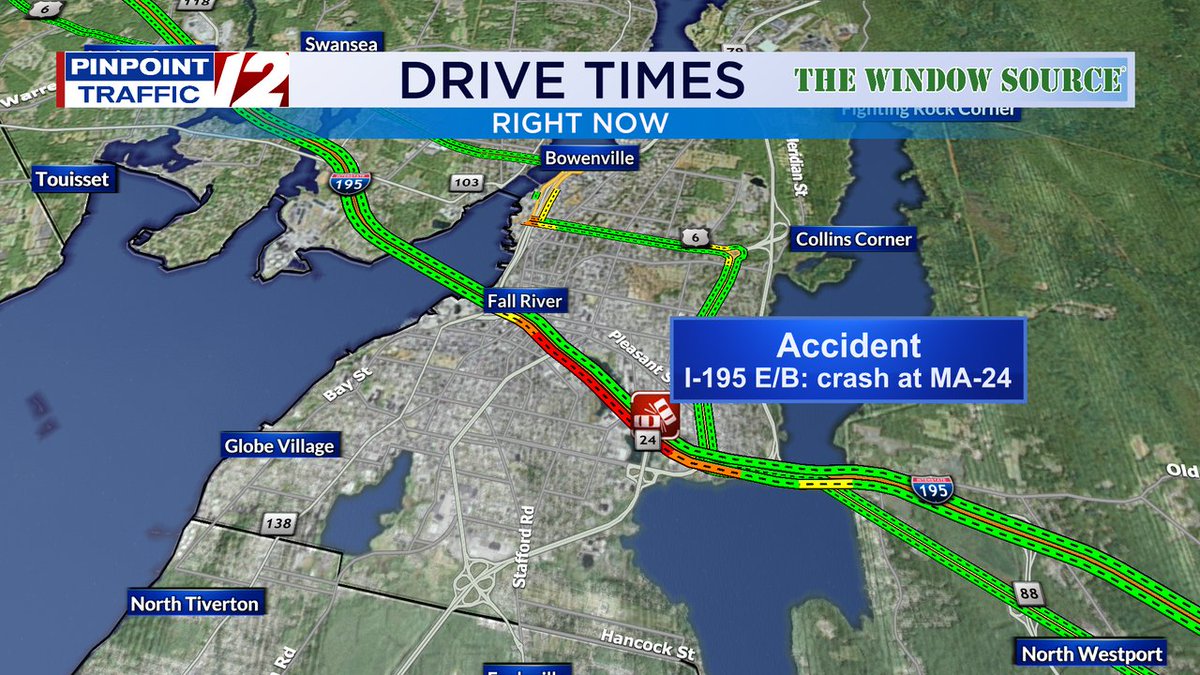 MelissaSardelli's tweet image. #FallRiver - Left lane blocked due to crash on I-195 Eastbound at MA-24.