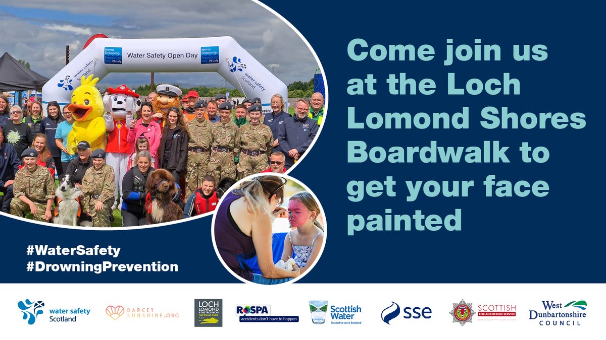 WaterSafetyScot's tweet image. We are all having a great day and learning about water safety here at Loch Lomond Shores – you can get your face painted by our talented artists on the Boardwalk. We will be here until 4pm!
#WaterSafety
#DrowningPrevention