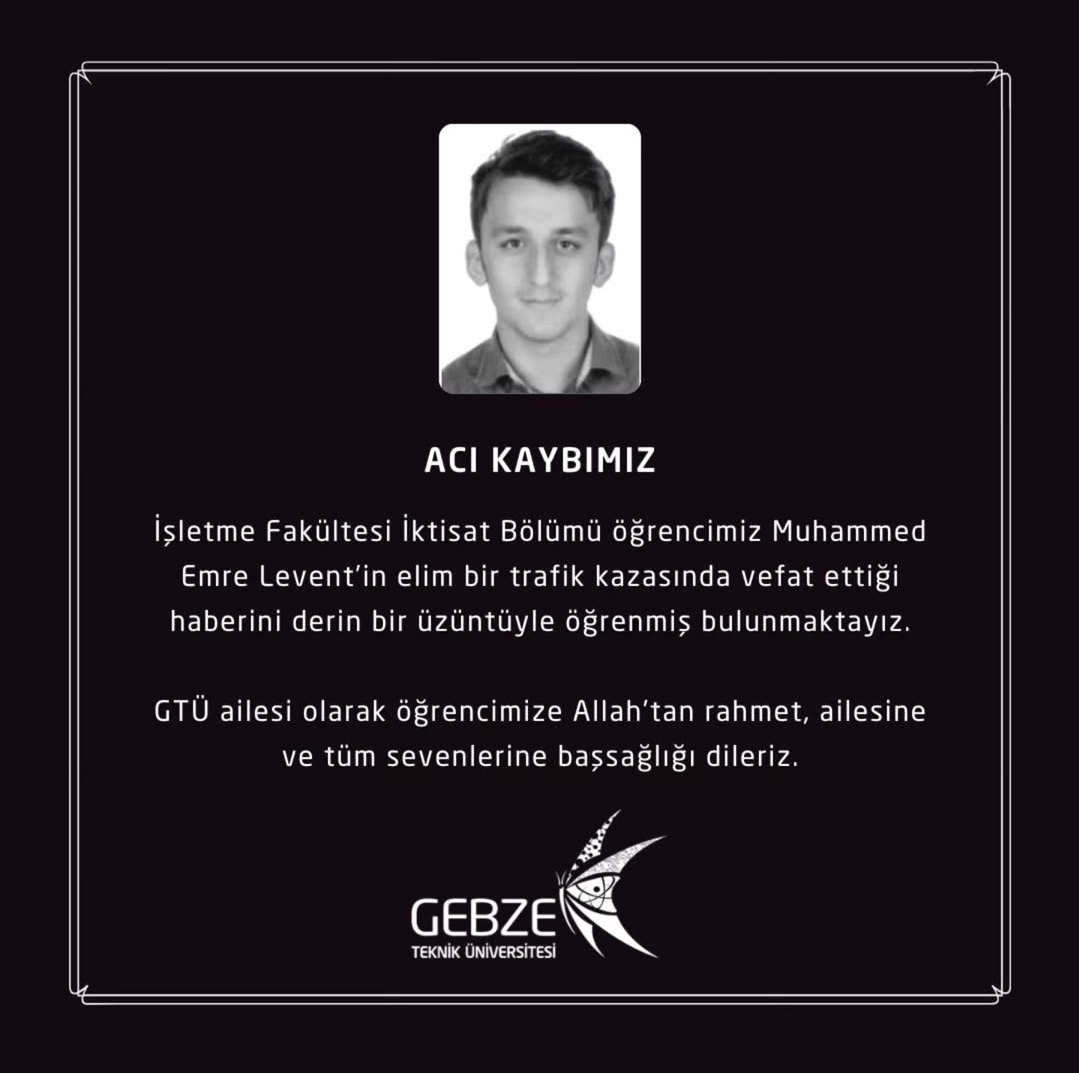 GtuIsletme's tweet photo. Merhum öğrencimizin cenazesi bugün (24.07.2025) ikindi namazına müteakip Kars Bulanık köyüne defnedilecektir.
İşletme Fakültesi ailesi olarak merhuma Allah'tan rahmet, başta ailesi ve yakınları olmak üzere tüm sevenlerine başsağlığı ve sabır dileriz. https://t.co/td0RnZRCyS