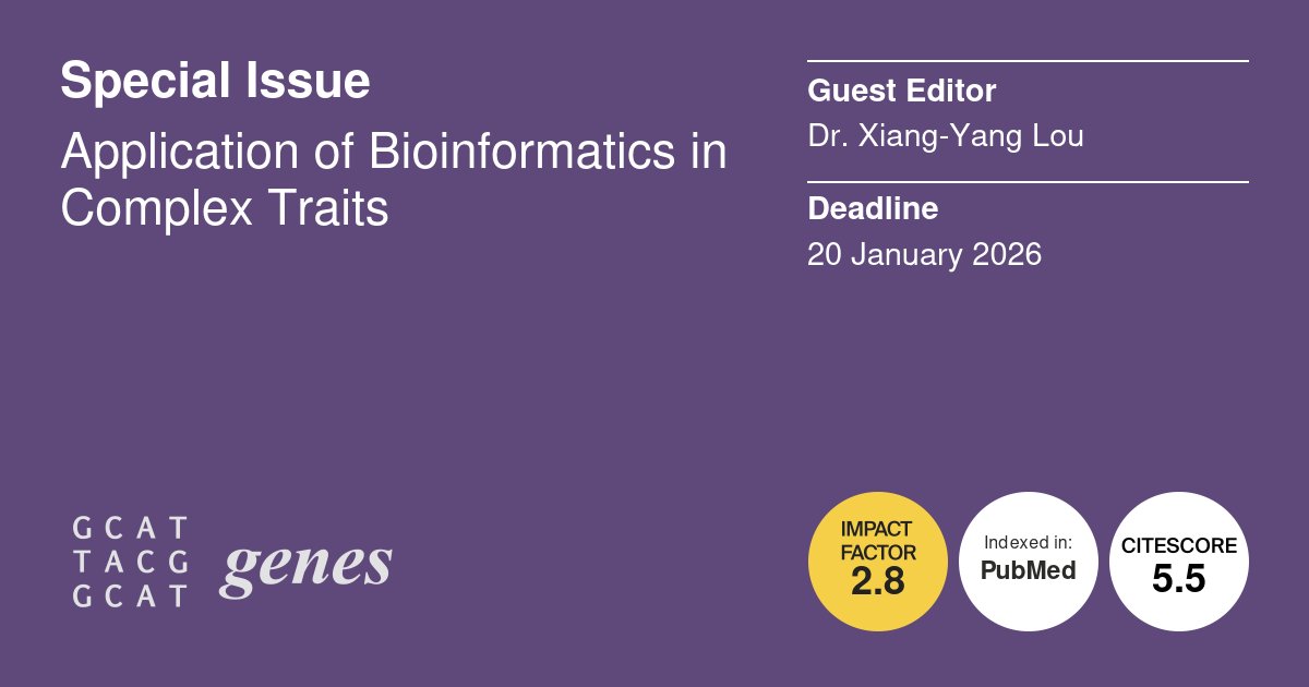 Genes_MDPI's tweet image. This Special Issue, "Application of Bioinformatics in Complex Traits," led by Dr. Xiang-Yang Lou from @UFHealth, will foster interdisciplinary dialogue and advance our understanding of the biology of complex traits.
#Bioinformatics
Submit your research at:
mdpi.com/journal/genes/…