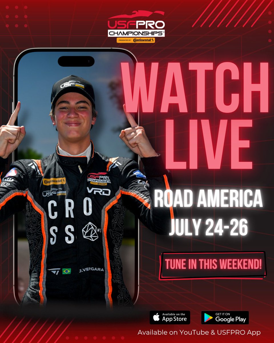 USFJuniors's tweet image. Here’s your USF Juniors schedule for Road America! 🗓️ Catch all the action this weekend at one of the most iconic tracks in North America 🇺🇸
📺 Watch all Races live on our YouTube channel youtube.com/@usfprochampio…
📲 Also streaming on the USFPRO App.
#USFPro #INDYCAR…