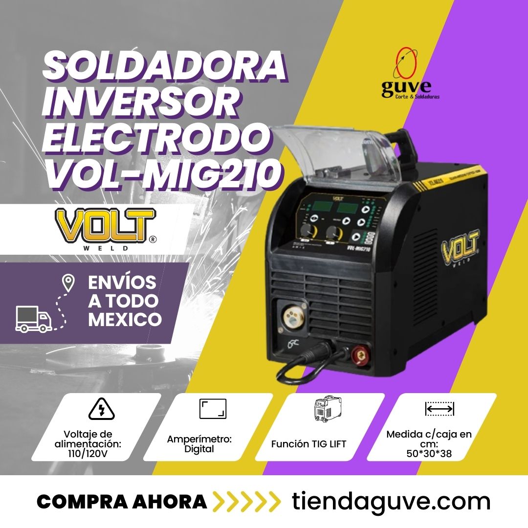 Soldadora inversor Electrodo VOL-MIG210 | Tienda GUVE tIZ34j.short.gy/mig210inv #Soldadura #Inversora #MIG #soldaduraindustrial
