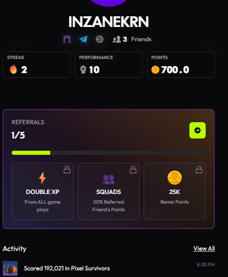 Inzane_jane's tweet image. Played for 20 mins and I was already screaming 😂 Tried not to die but welp GG! Had fun joining the @kronicles tourney on @RemixGG_ Pixel Survivors!