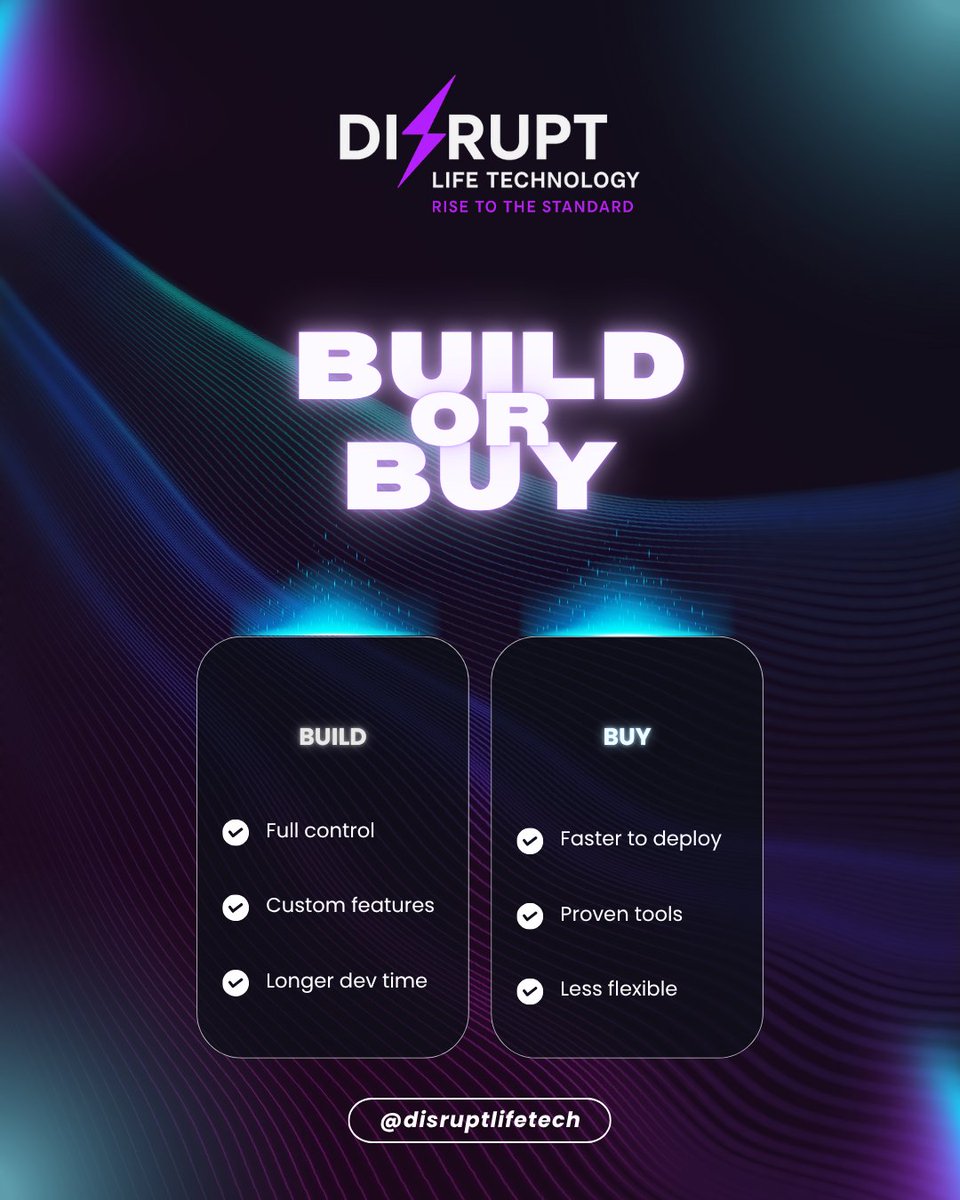 disruptlifetech's tweet image. 🛠️ Build vs Buy in Tech: What’s Worth Outsourcing?
Smart founders don’t build everything—just what matters most.
Share this with a founder scaling fast 💡

@disruptlifetech | disruptlife.net
.
.
.
#Disrupt #ExpectImpact #ChallengeEverything