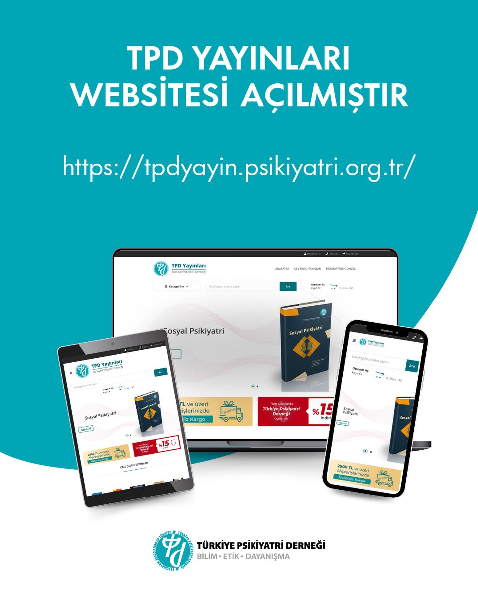 Değerli Meslektaşlarımız, bir süredir teknik düzenleme nedeniyle kapalı olan TPD Yayınları web sitesimiz açılmıştır. Siparişleriniz her hafta perşembe günleri kargoya verilecektir.

TPD Yayınları web sitesine tpdyayin.psikiyatri.org.tr adresinden erişebilirsiniz.

Saygılarımızla,
