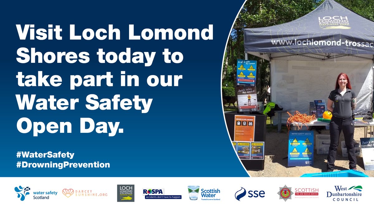 WaterSafetyScot's tweet image. Visit Loch Lomond Shores today to take part in our Water Safety Open Day – join in on a Spot the Dangers tour led by Loch Lomond and the Trossachs National Park Rangers. We are here until 4pm!
#WaterSafety
#DrowningPrevention