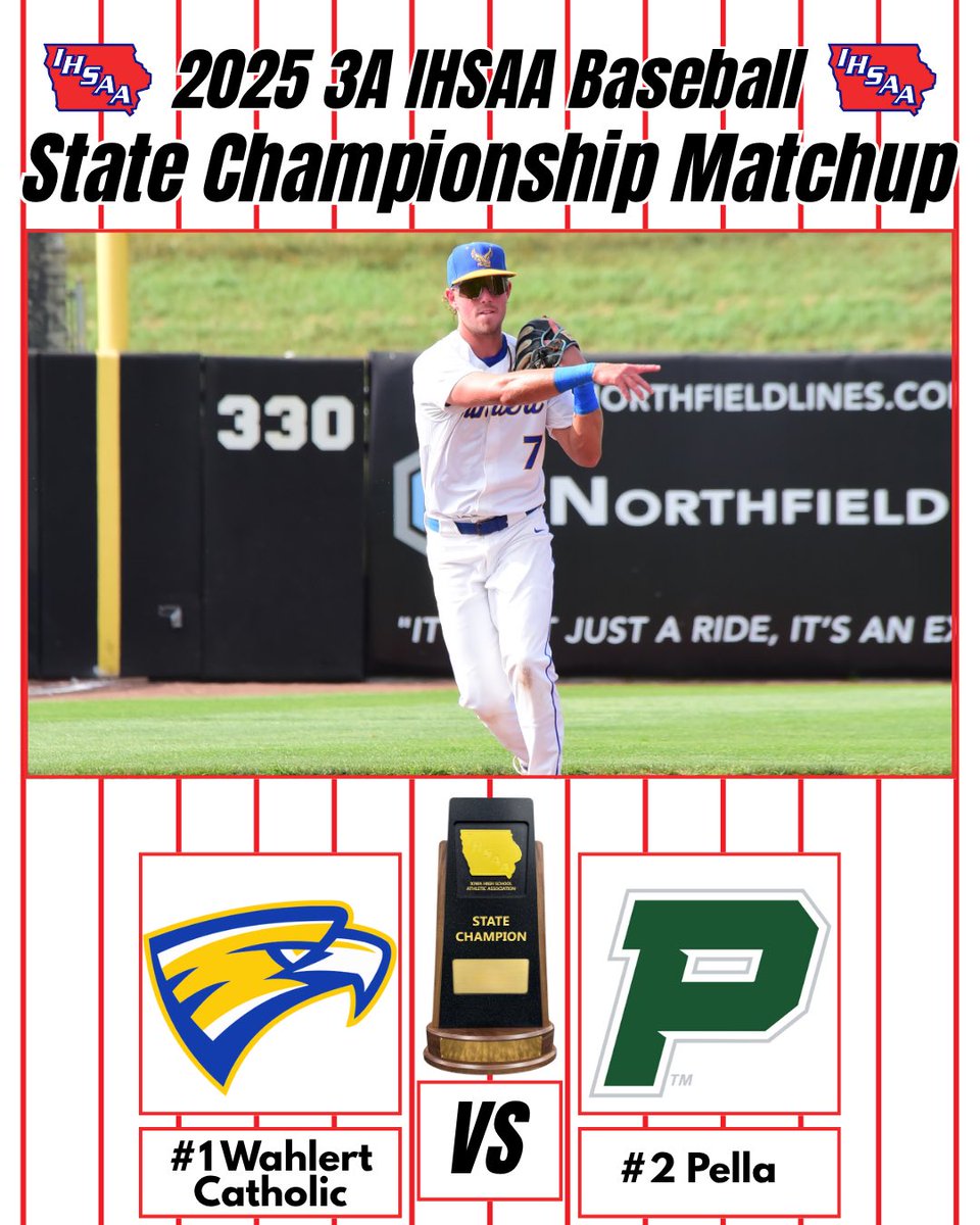 IHSAA's tweet image. The first set of championship games are locked in for Friday with Class 1A and 3A! Check out who else makes it to the final games tomorrow #iahsbb 🔥🏆
⚾️ iahsaa.org/baseball/state…