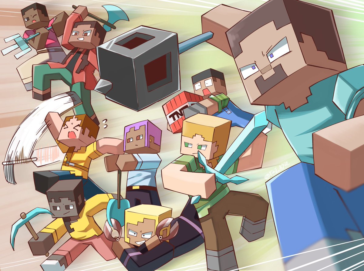 rai_8ya's tweet image. マイクラ
それぞれ構えるクラフターズ