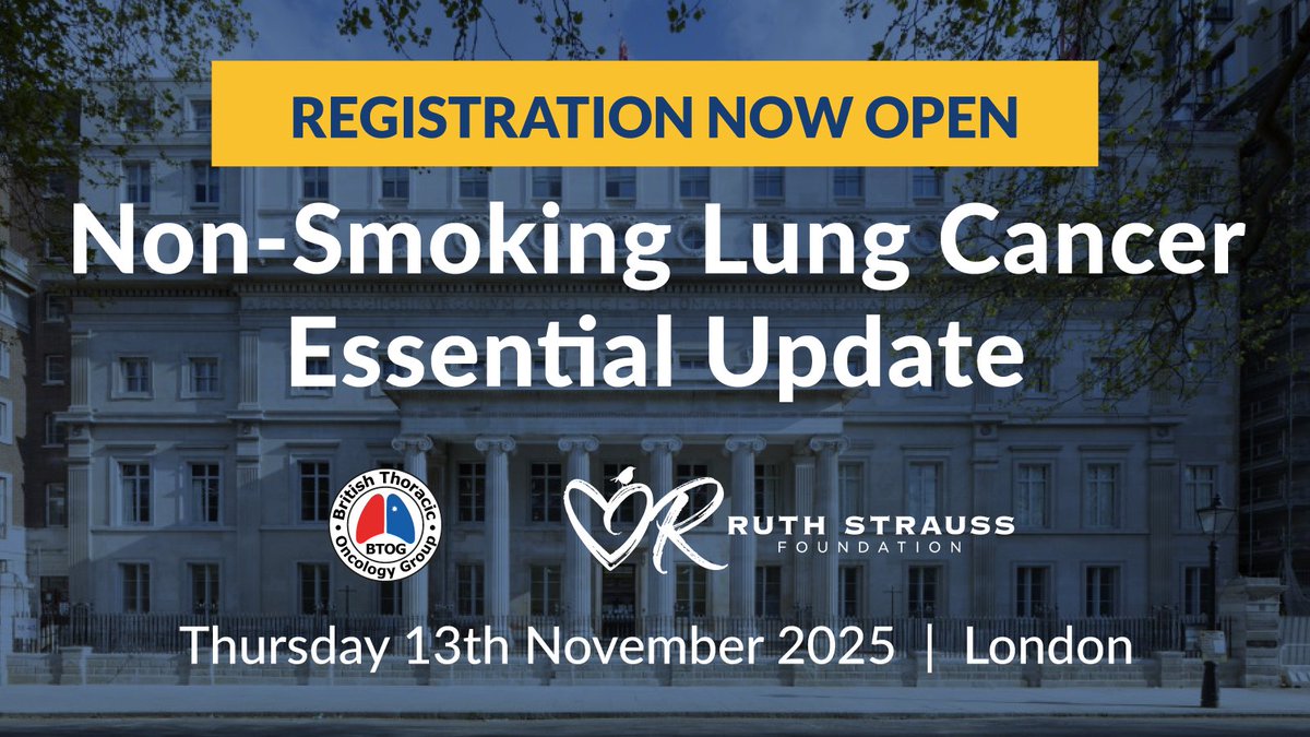 BTOG (@btogorg) on Twitter photo 🚨 Registration is OPEN!
Join us on 13 Nov for the BTOG and <a href="/RuthStraussFdn/">Ruth Strauss Foundation</a> Non-Smoking Lung Cancer Essential Update – a full day of expert insight into a unique and challenging cancer subtype.
🧬 We will apply for CPD credits
📍 London
🔗 btog.org/non-smoking-es…
#LungCancer 🚨 Registration is OPEN!
Join us on 13 Nov for the BTOG and <a href="/RuthStraussFdn/">Ruth Strauss Foundation</a> Non-Smoking Lung Cancer Essential Update – a full day of expert insight into a unique and challenging cancer subtype.
🧬 We will apply for CPD credits
📍 London
🔗 btog.org/non-smoking-es…
#LungCancer
