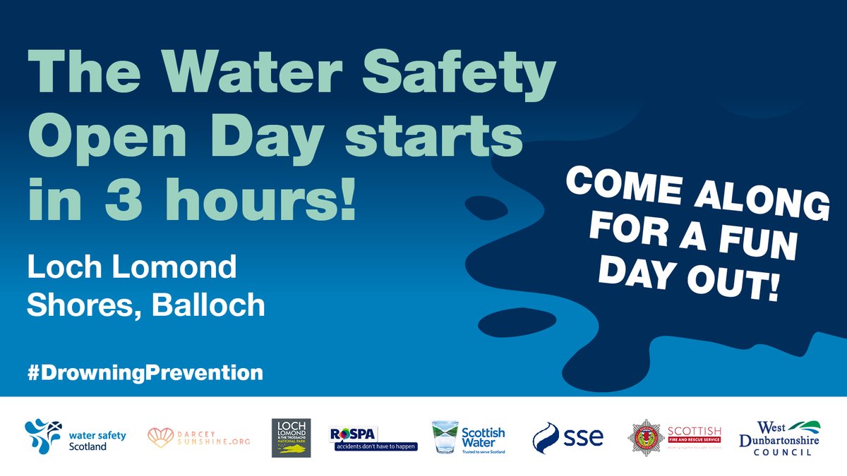 WaterSafetyScot's tweet image. The Water Safety Open Day starts in 3 hours. It’s free to attend and kicks off at 11am.
The day will include activities such as water-based activity taster sessions, an Arts and Poetry corner, lots of cool competitions and live water rescues.
#WaterSafety
#DrowningPrevention
