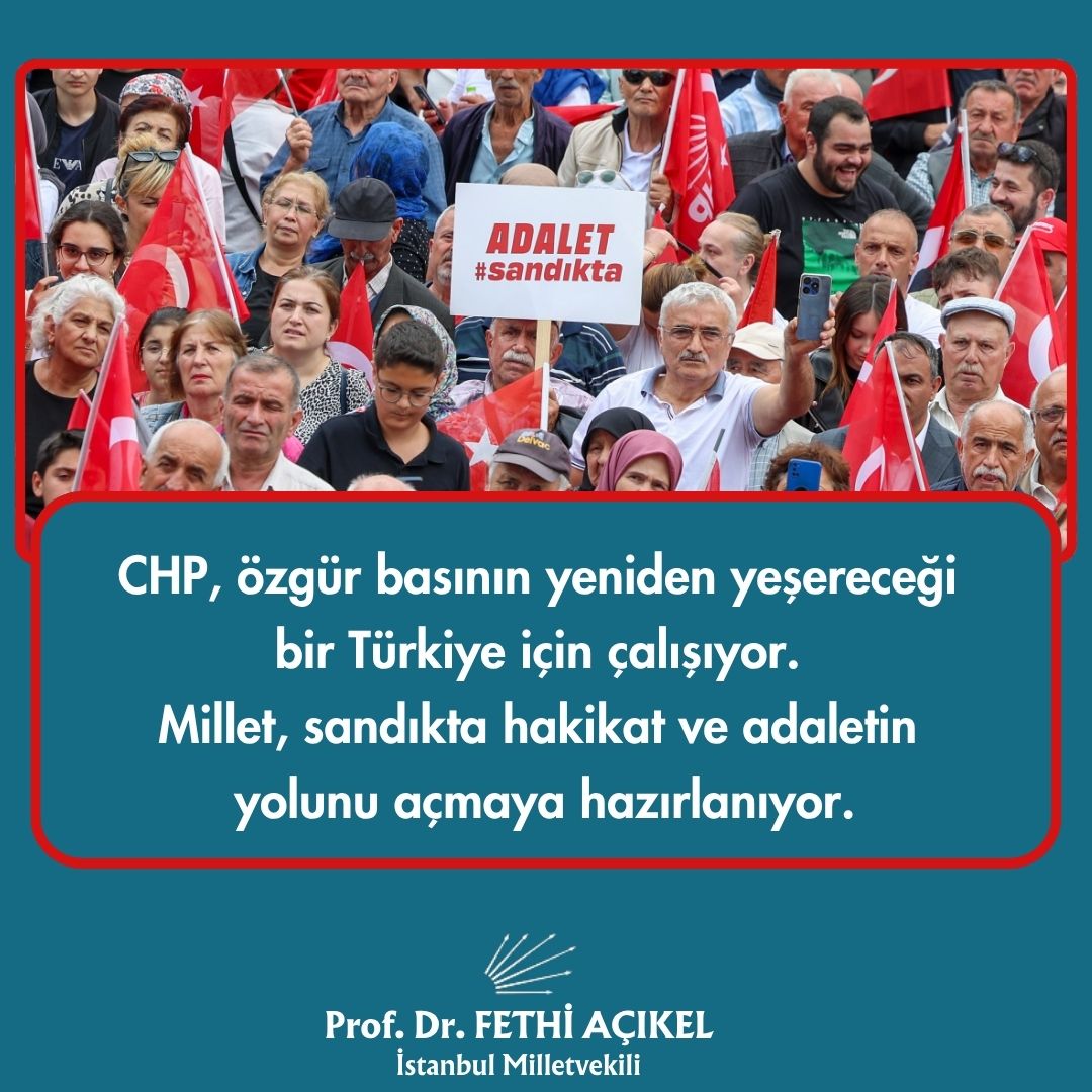 24 Temmuz Basın Özgürlüğü İçin Mücadele Günü

📌 24 Temmuz, AKP’nin susturmaya çalıştığı hakikat mücadelesinin simgesidir.

📌 Türkiye, Basın Özgürlüğü Endeksi’nde 2002’de 99. sıradayken 2025’te 159. sıraya gerileyerek "basın özgürlüğünün çok ciddi baskı altında olduğu" ülkeler