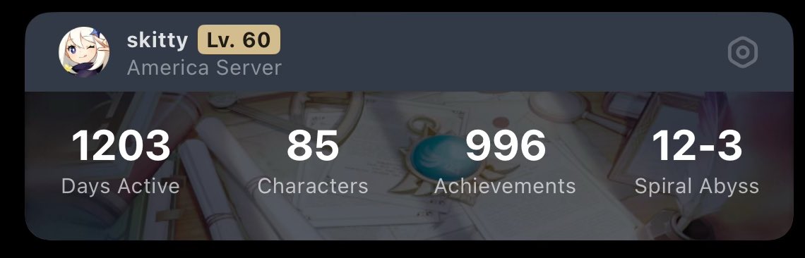 yakanoffering's tweet image. ― interactive tweet ,,
what does your hoyolab look like? 😇 how many days active have you been, how many characters do you have and how many achievements do you have? ♡