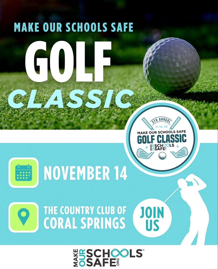 The 5th Annual Golf Classic is coming up on Friday, November 14th! ⛳️  Help #MakeOurSchoolsSafe by sponsoring the event!

🩵 Learn more: shorturl.at/lv9wM