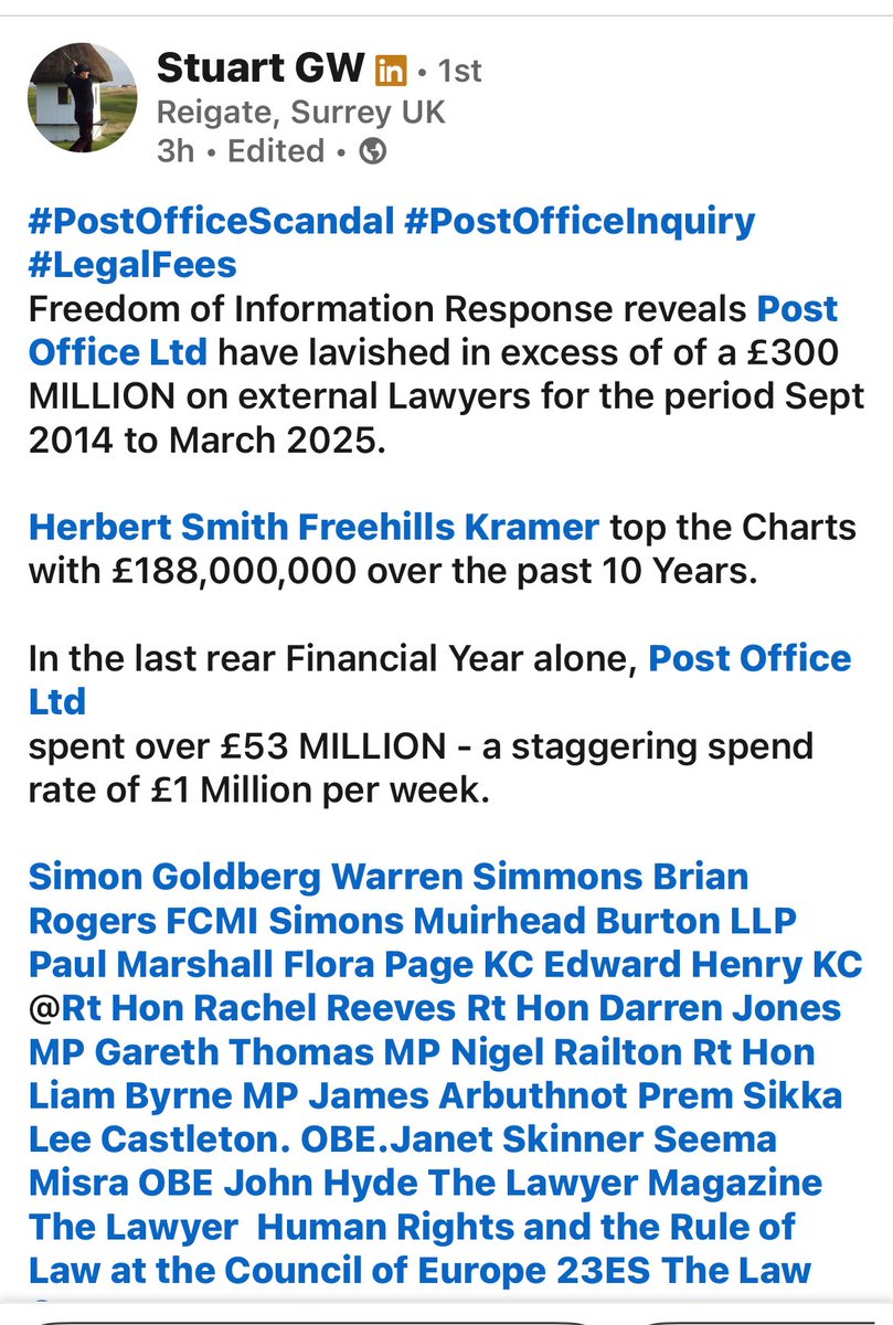 WOW a £1million a week on one set of lawyers. WOW WOW WOW