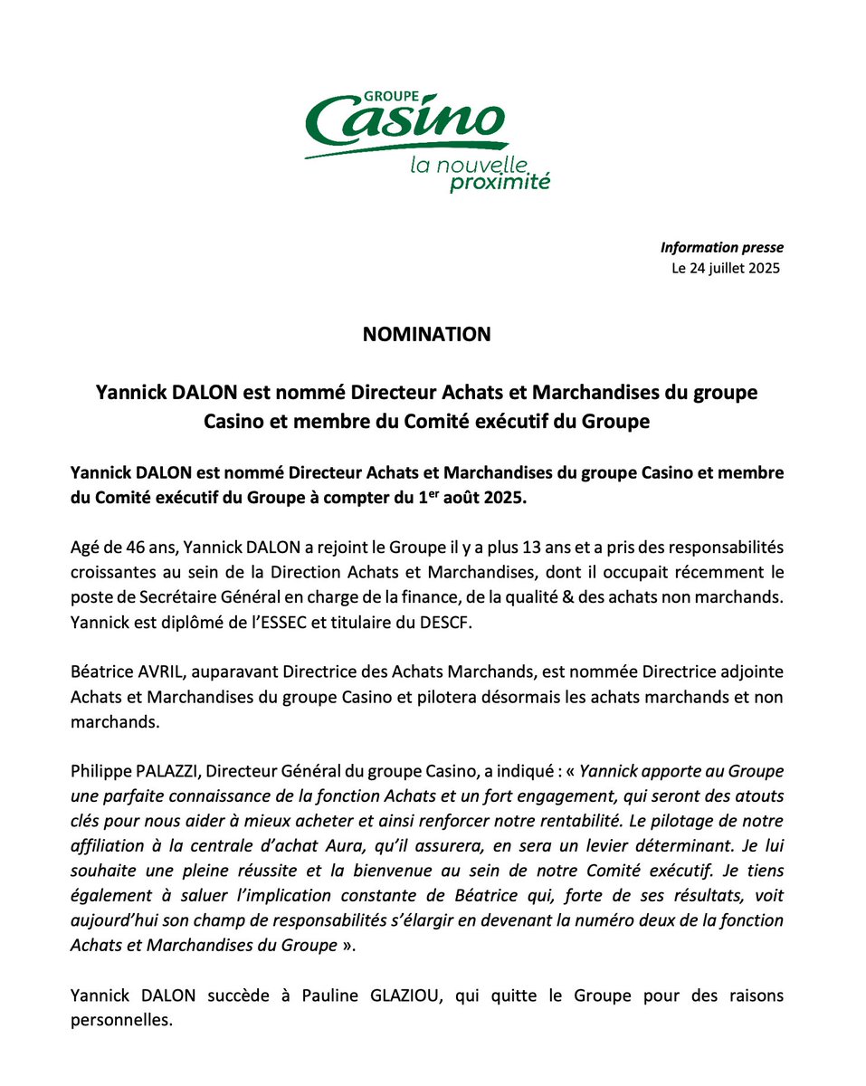 Dauvers70's tweet image. #LEFILCONSO Un nouveau patron des achats chez @Groupe_Casino ⬇️⬇️⬇️